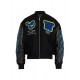 Black Varsity Hammer Wool And Leather Bomber Jacket