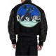 Black Varsity Hammer Wool And Leather Bomber Jacket