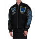 Black Varsity Hammer Wool And Leather Bomber Jacket