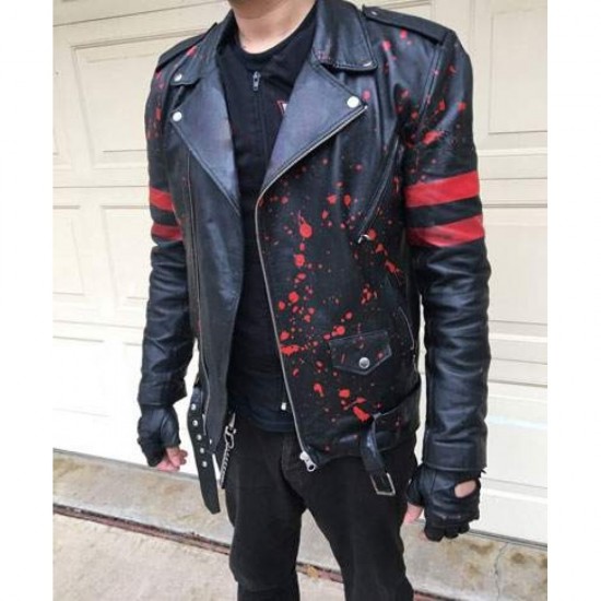 Thomas Jane Custom Hand Painted Punk Bloody Punisher Leather Biker Jacket