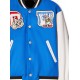 Blue College Off White Varsity Jacket