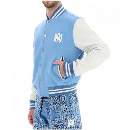 Blue and White Letterman Varsity Jacket