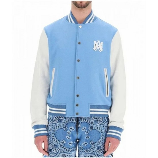 Blue and White Letterman Varsity Jacket