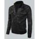 Bomber Men's Slim Fit Black Biker Jacket