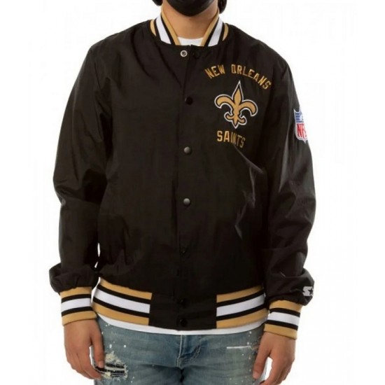 Bomber New Orleans Saints Black Satin Jacket