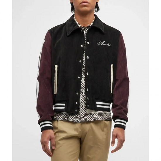 Bones Amiri Corduroy Black Varsity Jacket