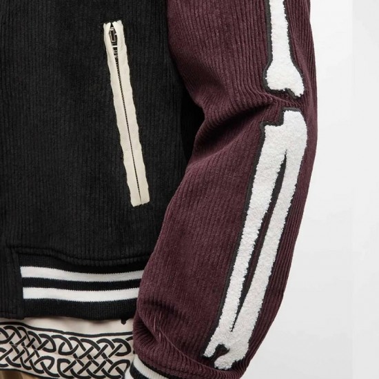 Bones Amiri Corduroy Black Varsity Jacket