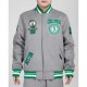 Boston Celtics Crest Emblem Heather Grey Varsity Wool Jacket