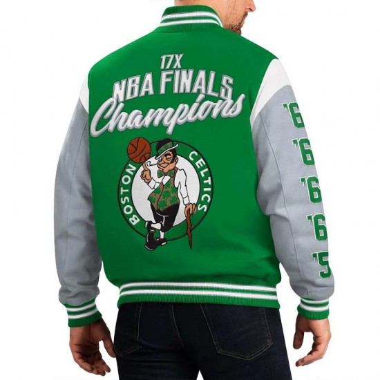 Boston Celtics Franchise Varsity Green and Gray Jacket