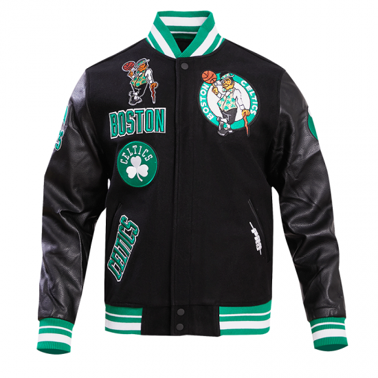 Boston Celtics Retro Clasiic Rib Black Varsity Jacket