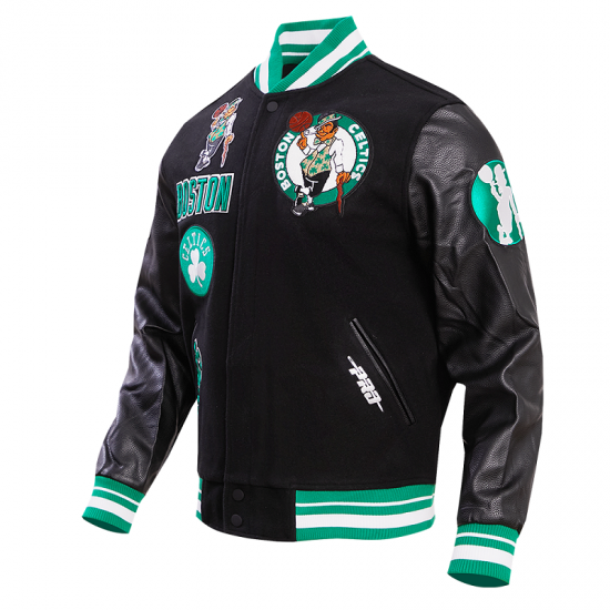 Boston Celtics Retro Clasiic Rib Black Varsity Jacket