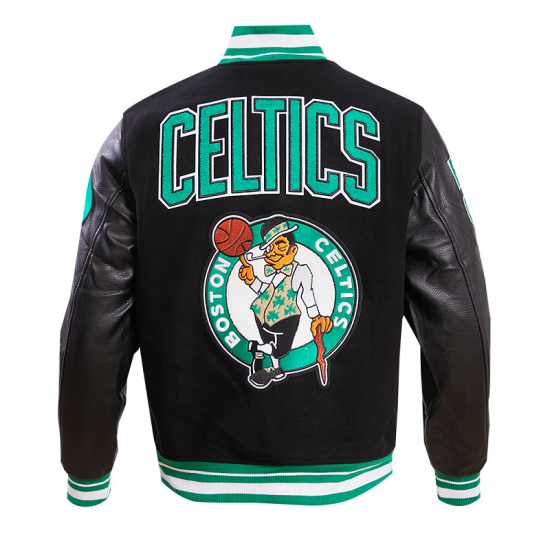 Boston Celtics Retro Clasiic Rib Black Varsity Jacket