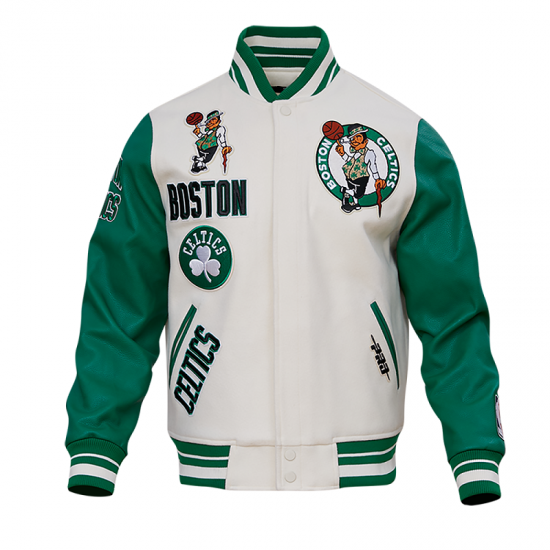 Boston Celtics Retro Clasiic Rib White Varsity Jacket