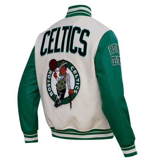 Boston Celtics Retro Clasiic Rib White Varsity Jacket