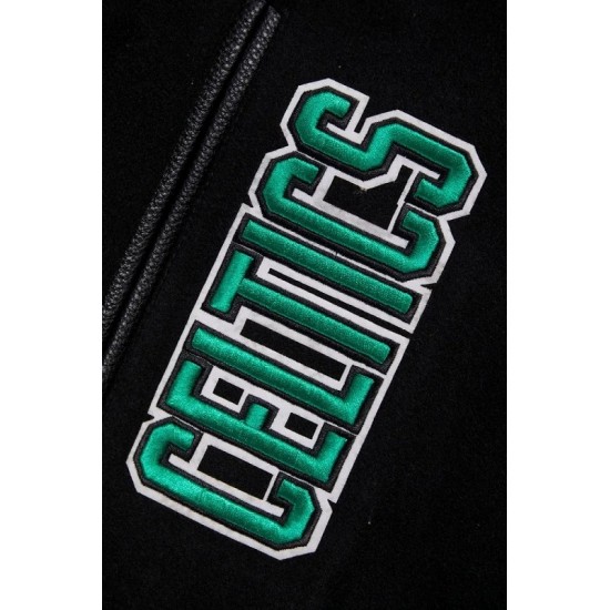 Boston Celtics Retro Classic Rib Black Wool Varsity Jacket