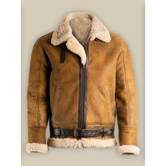 Bradpit Men Brown Aviator Jacket