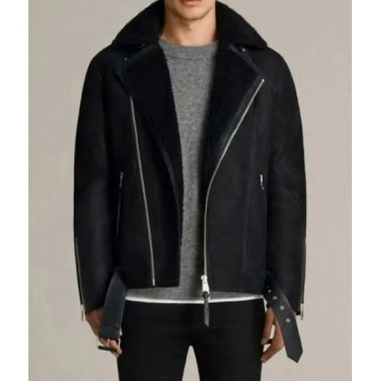 Brooklyn Black Biker Fur Jacket