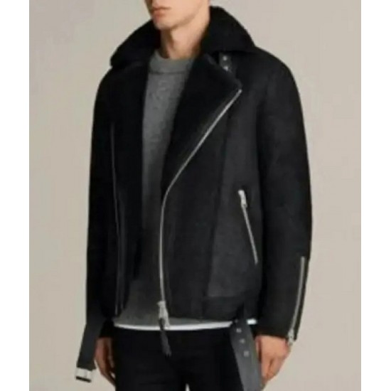 Brooklyn Black Biker Fur Jacket