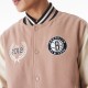 Brooklyn Nets NBA Lifestyle Beige Varsity Jacket