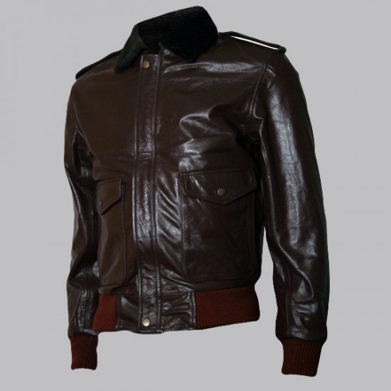 Brown R. J. MacReady Brown Bomber Leather Jacket