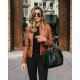 Brown Women's Genuine Lambskin Leather Motorcycle Slim Fit Designer Biker Jacket