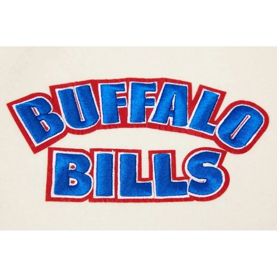 Buffalo Bills Retro Classic Rib Off White Wool Varsity Jacket