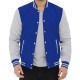 Button Up Blue And Grey Varsity Baseball Jacket