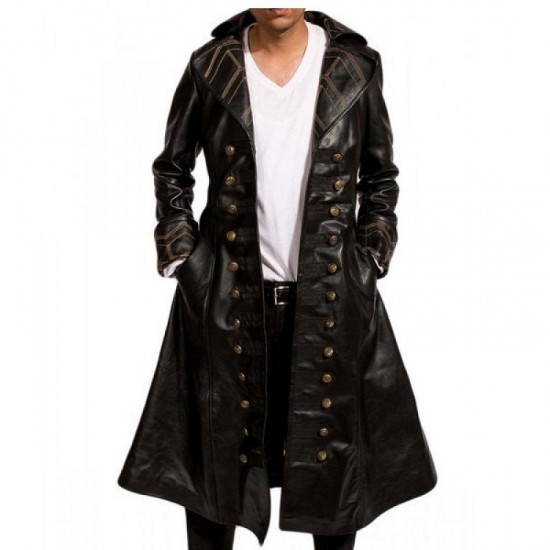 Captain Hook Leather Trench Coat