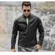 Casual Slim Fit Plain Leather Jacket