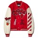 Chicago Bulls Off-White Red Varsity Jacket