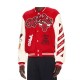 Chicago Bulls Off-White Red Varsity Jacket