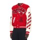 Chicago Bulls Off-White Red Varsity Jacket