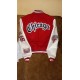 Chicago Bulls Red Wool and White Leather Varsity Letterman Jacket