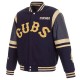 Chicago Cubs Embroidered Logo Varsity Navy Wool and Leather Jacket