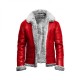 Christmas Holiday Red A2 Bomber Aviator With Real Fur Collar Genuine Leather Jacket