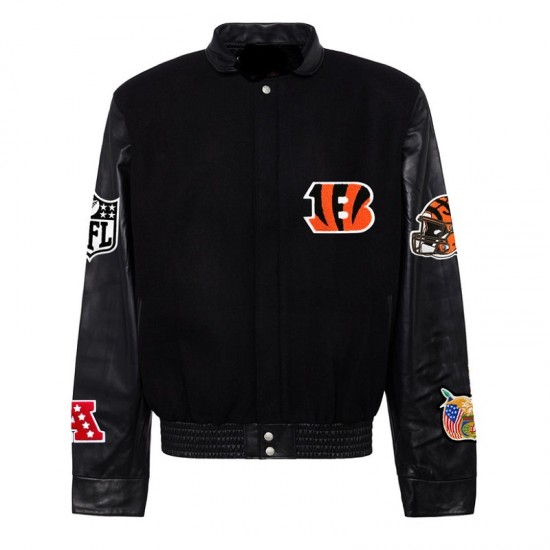 Cincinnati Bengals Black Biker Varsity Jacket