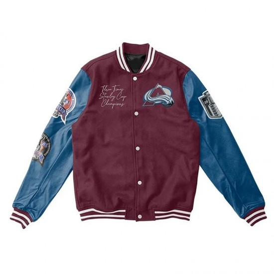 Colorado Avalanche Champions Varsity Maroon and Blue Jacket