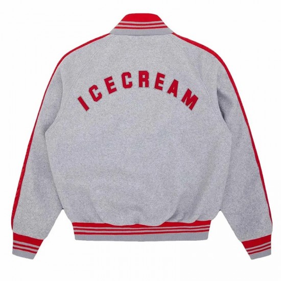 Cones and Bones ICECREAM Gray Varsity Jacket