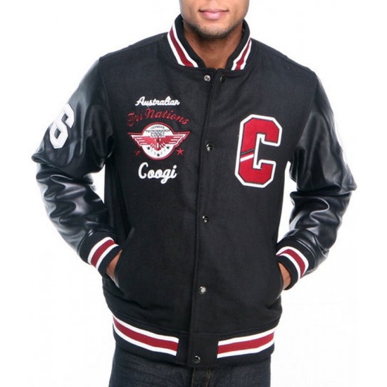 Coogi Australian Black Letterman Jacket