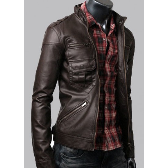 Dark Brown Zip Pocket Jacket