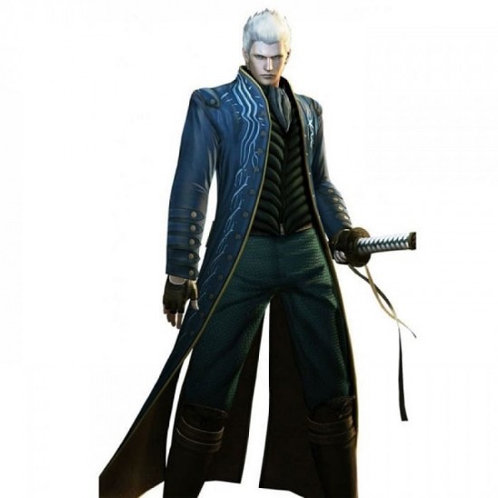 Devil May Cry 3 Vergil Blue Leather Trench Coat