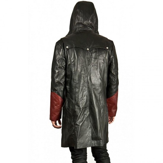 Devil May Cry Dante Maroon and Black Leather Trench Coat