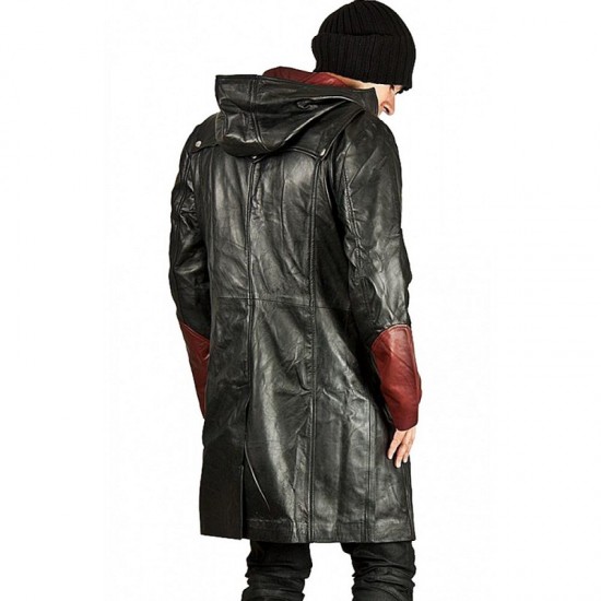 Devil May Cry Dante Maroon and Black Leather Trench Coat