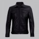 Diran Men Black Classic Leather Jacket With Shirt Collar