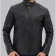 Dodge Black Men's Leather Racer Jacket