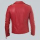 Double Breasted Mens Red Leather Biker Jacket