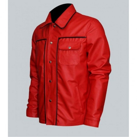 Elvis Presley Inspired Mens Red Leather Jacket