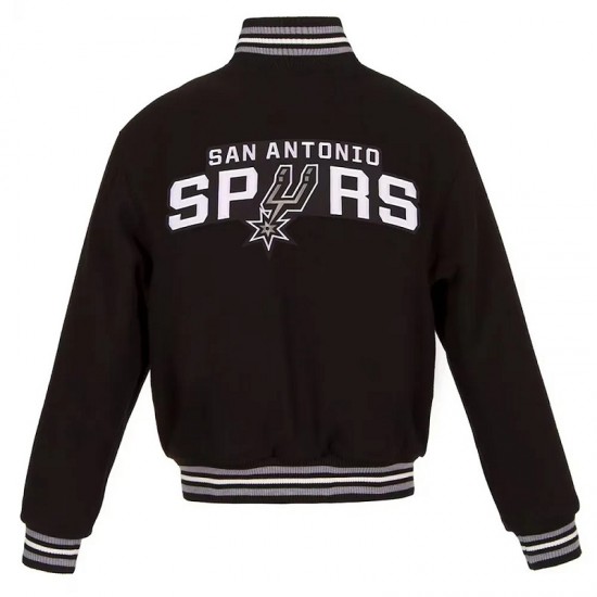 Embroidered San Antonio Spurs Varsity Black Wool Jacket