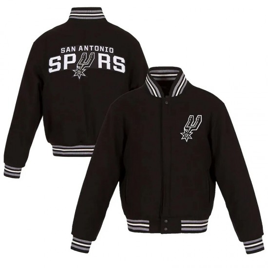 Embroidered San Antonio Spurs Varsity Black Wool Jacket