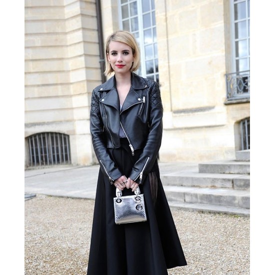 Emma Roberts Black Leather Jacket